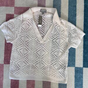 NWT J. Crew cashmere lace pointelle sweater polo